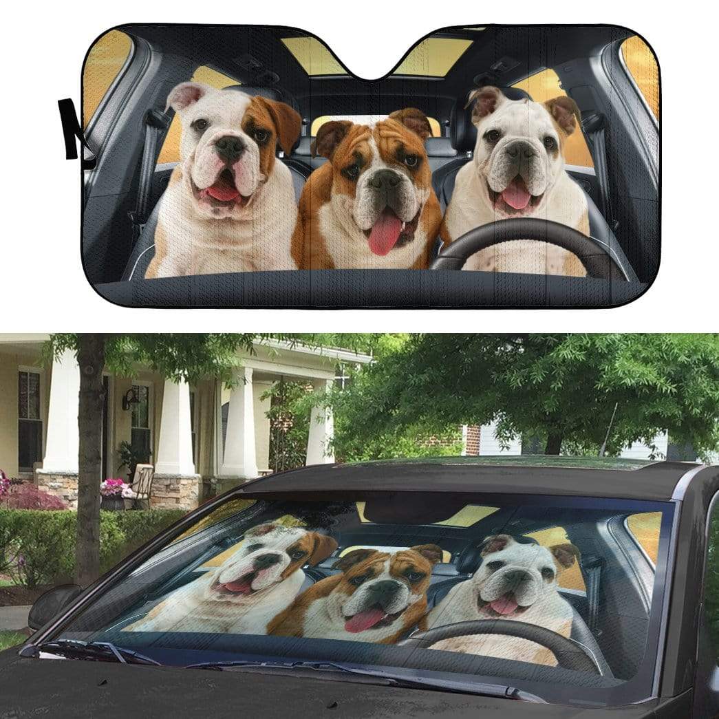 gearhumans 3D Bulldog Fun Custom Car Auto Sunshade GD12052 Auto Sunshade 