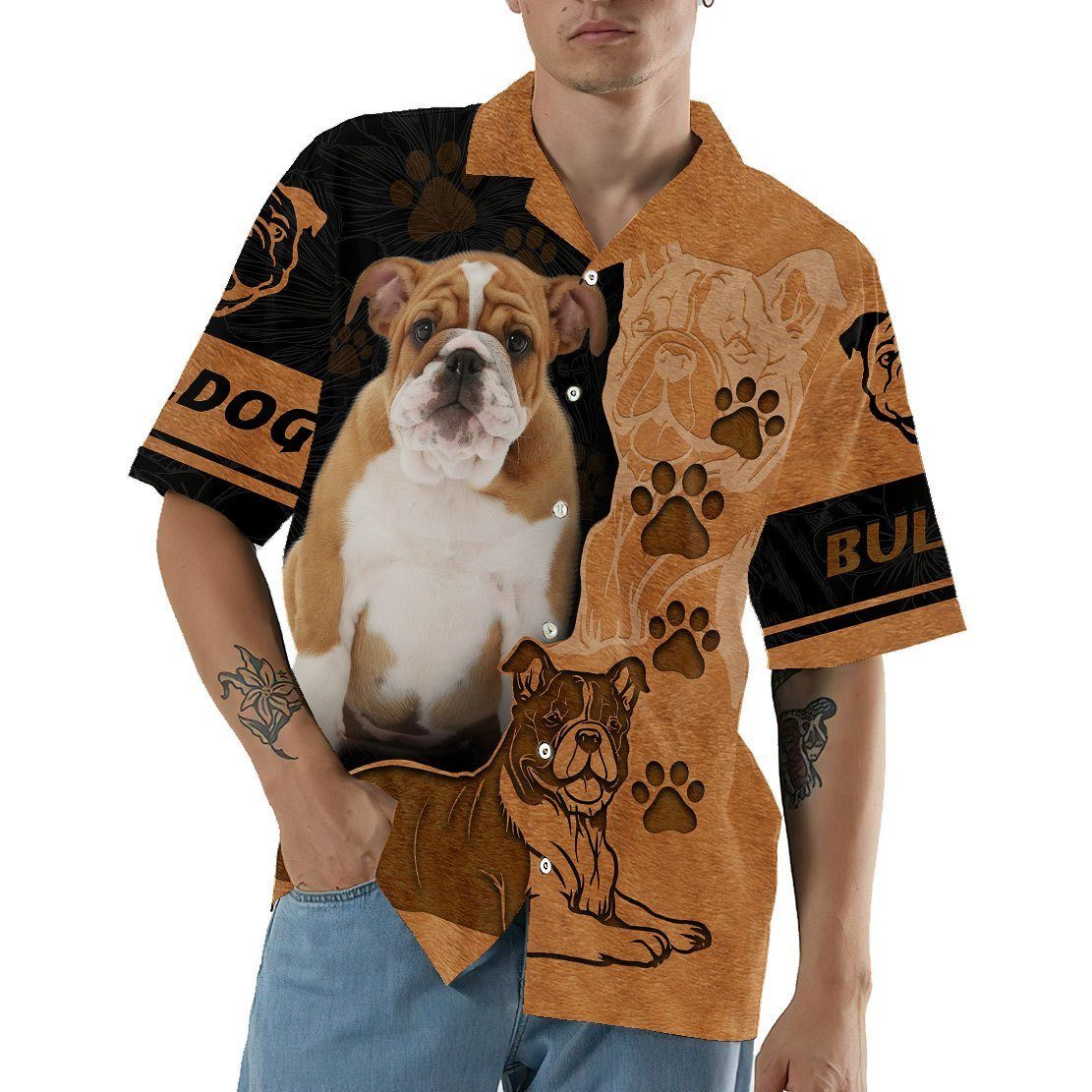 Gearhumans 3D Bulldog Hawaii Shirt ZZ09045 Hawai Shirt 