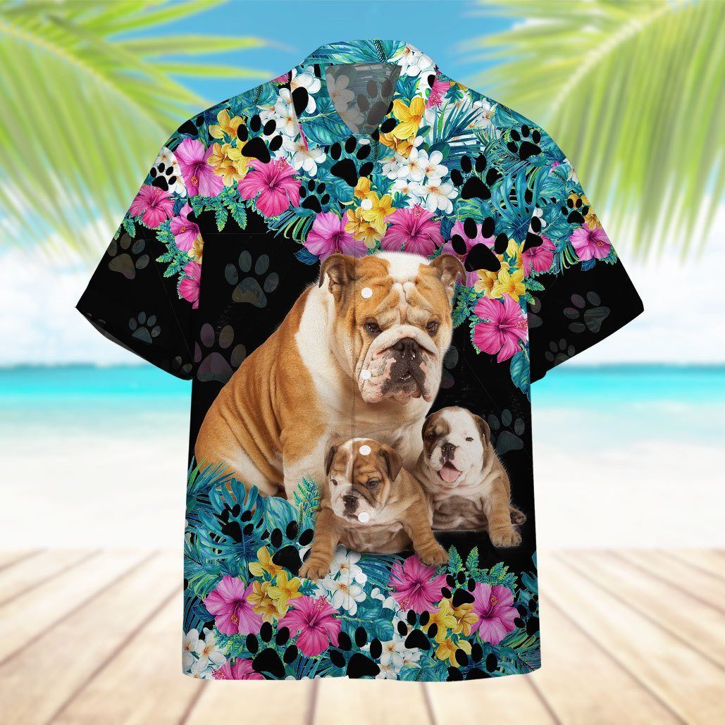 Gearhumans 3D Bulldog Mother Day Hawaii Shirt ZZ01046 Hawai Shirt 