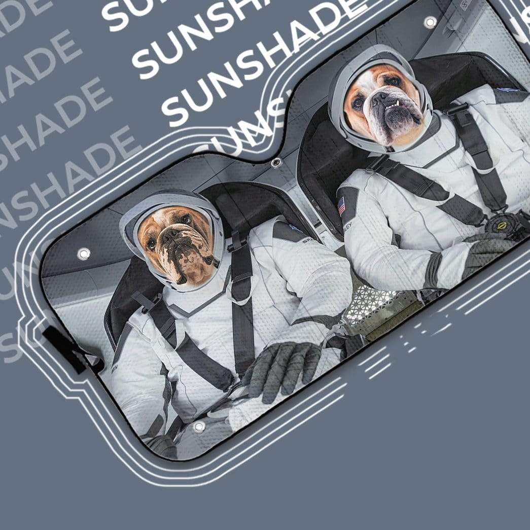 gearhumans 3D Bulldog Space Shuttle Space Force Custom Car Auto Sunshade GV18061 Auto Sunshade 