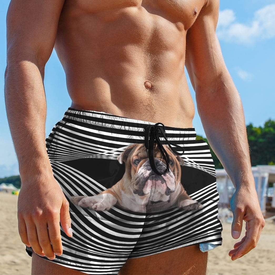 Gearhumans 3D Bulldog Stripes Custom Beach Shorts Swim Trunks GV31076 Men Shorts