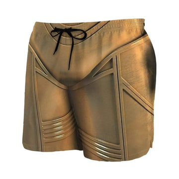 Gearhumans 3D C3PO Custom Beach Shorts Swim Trunks