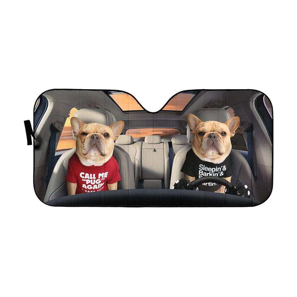gearhumans 3D Call Me Pug Again Bulldog Custom Car Auto Sunshade GV120616 Auto Sunshade 57''x27.5'' 