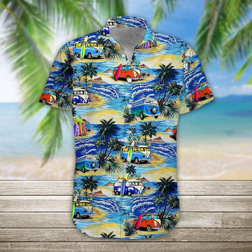 Gearhumans 3D Campervan Hawaii Shirt hawaii Short Sleeve Shirt