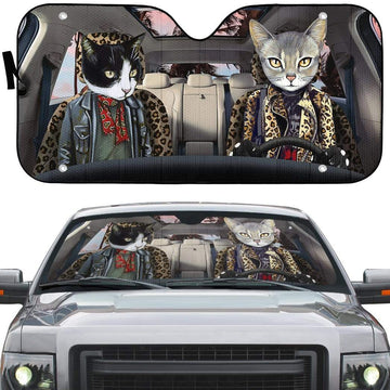 Gearhumans 3D Cat Band Custom Car Auto Sunshade
