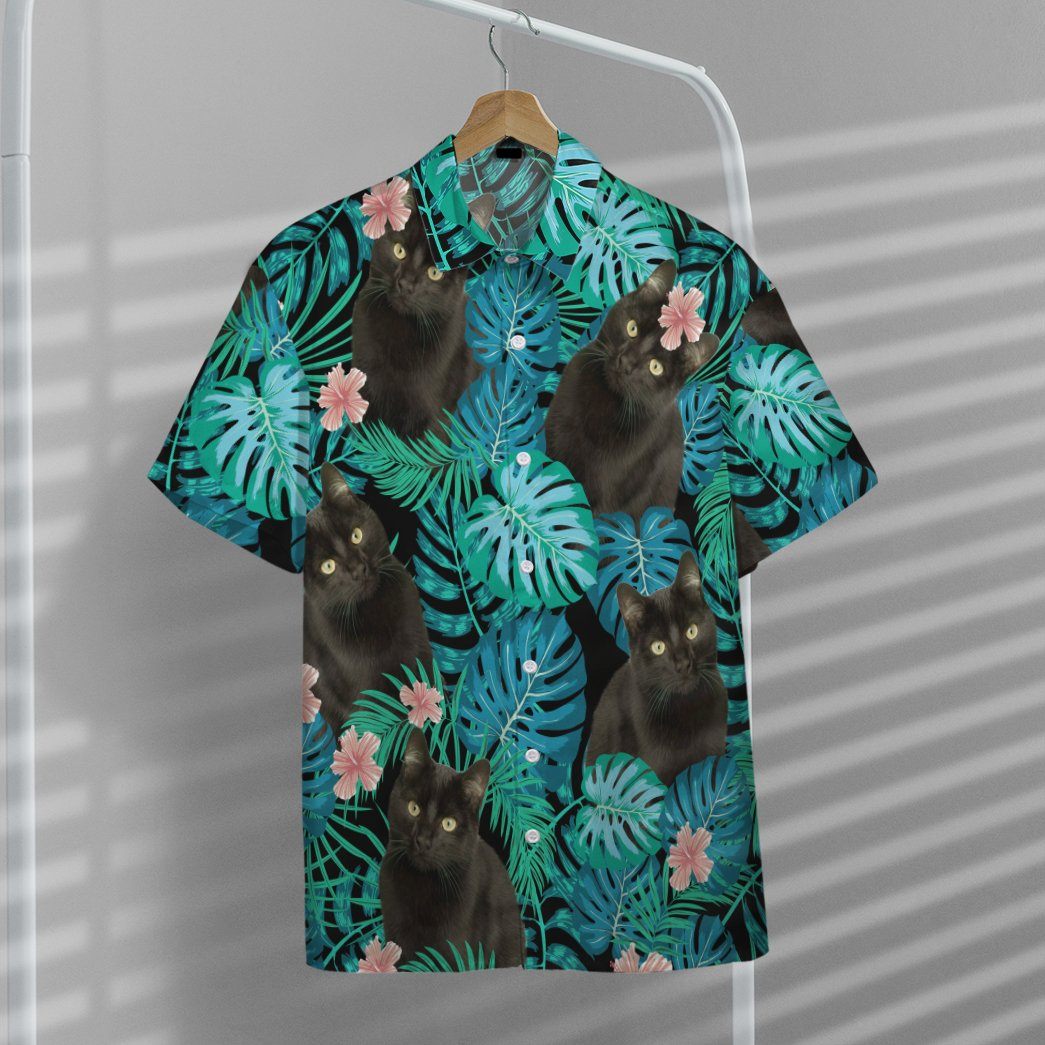 Gearhumans 3D Cat Hawaiian Tropical Custom Photo Short Sleeve Shirt GS0107213 Hawai Shirt 