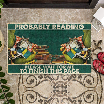 Gearhumans 3D Cat Probably Reading Please Wait Custom Doormat