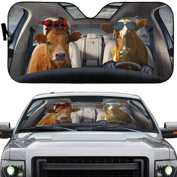 Gearhumans 3D Cattle Family Custom Car Auto Sunshade