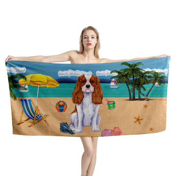 Gearhumans 3D Cavalier King Charles Dog Custom Beach Towel