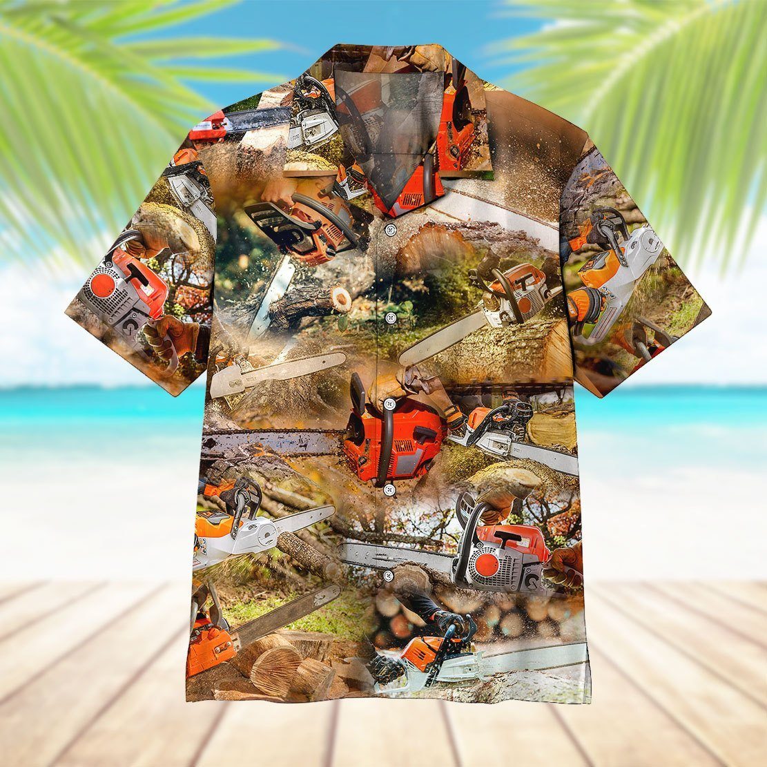 Gearhumans 3D Chainsaw Hawaii Shirt ZZ08043 Hawai Shirt 