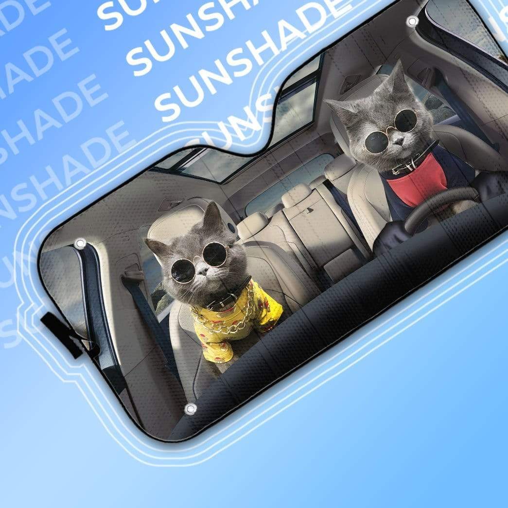 gearhumans 3D Chartreux Cats Custom Car Auto Sunshade GV05061 Auto Sunshade 