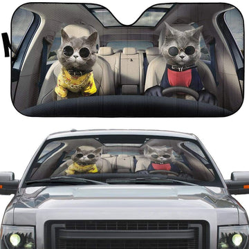 Gearhumans 3D Chartreux Cats Custom Car Auto Sunshade