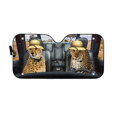 Gearhumans 3D Cheetah and Leopard Safari Custom Car Auto Sunshade