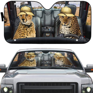 Gearhumans 3D Cheetah and Leopard Safari Custom Car Auto Sunshade