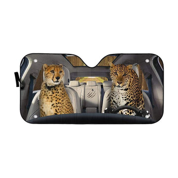 Gearhumans 3D Cheetah & Leopard Custom Car Auto Sunshade