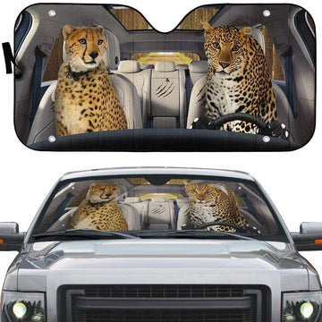 Gearhumans 3D Cheetah & Leopard Custom Car Auto Sunshade