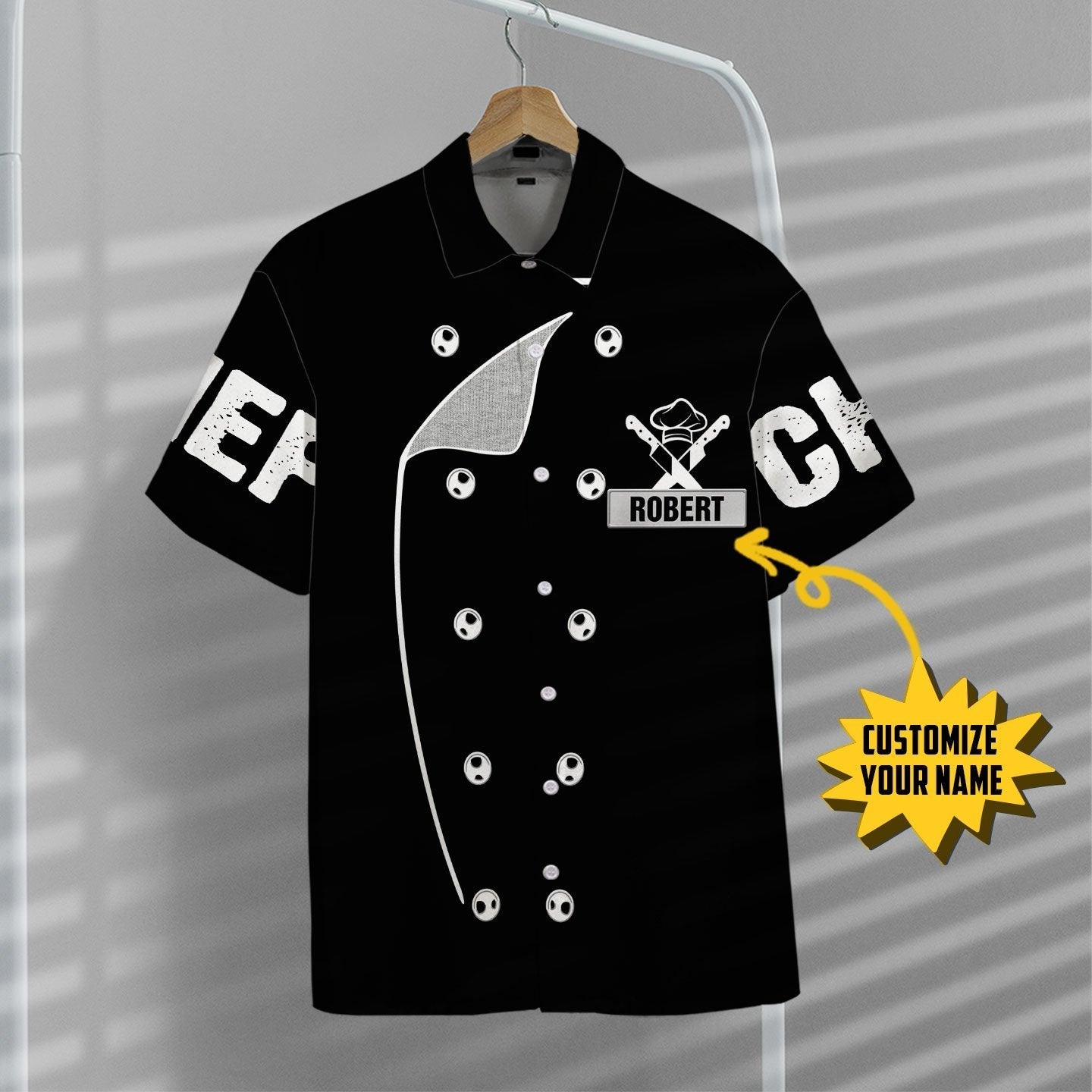 Gearhumans 3D Chef Black Uniform Nutrition Custom Name Hawaii Shirt ZB22039 Hawai Shirt 