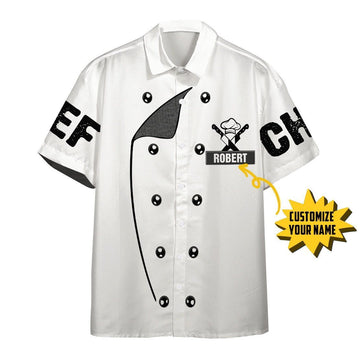 Gearhumans 3D Chef White Uniform Nutrition Custom Name Hawaii Shirt