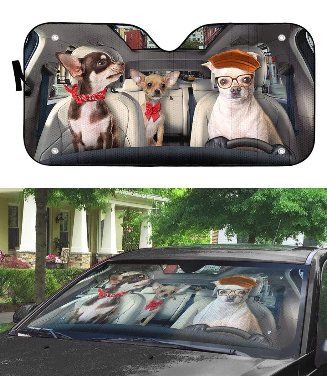 gearhumans 3D Chihuahua Custom Car Auto Sunshade GS30075 Auto Sunshade 