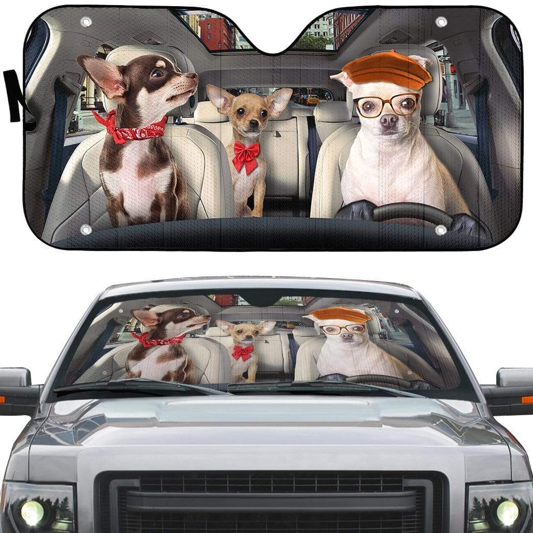 gearhumans 3D Chihuahua Custom Car Auto Sunshade GS30075 Auto Sunshade 