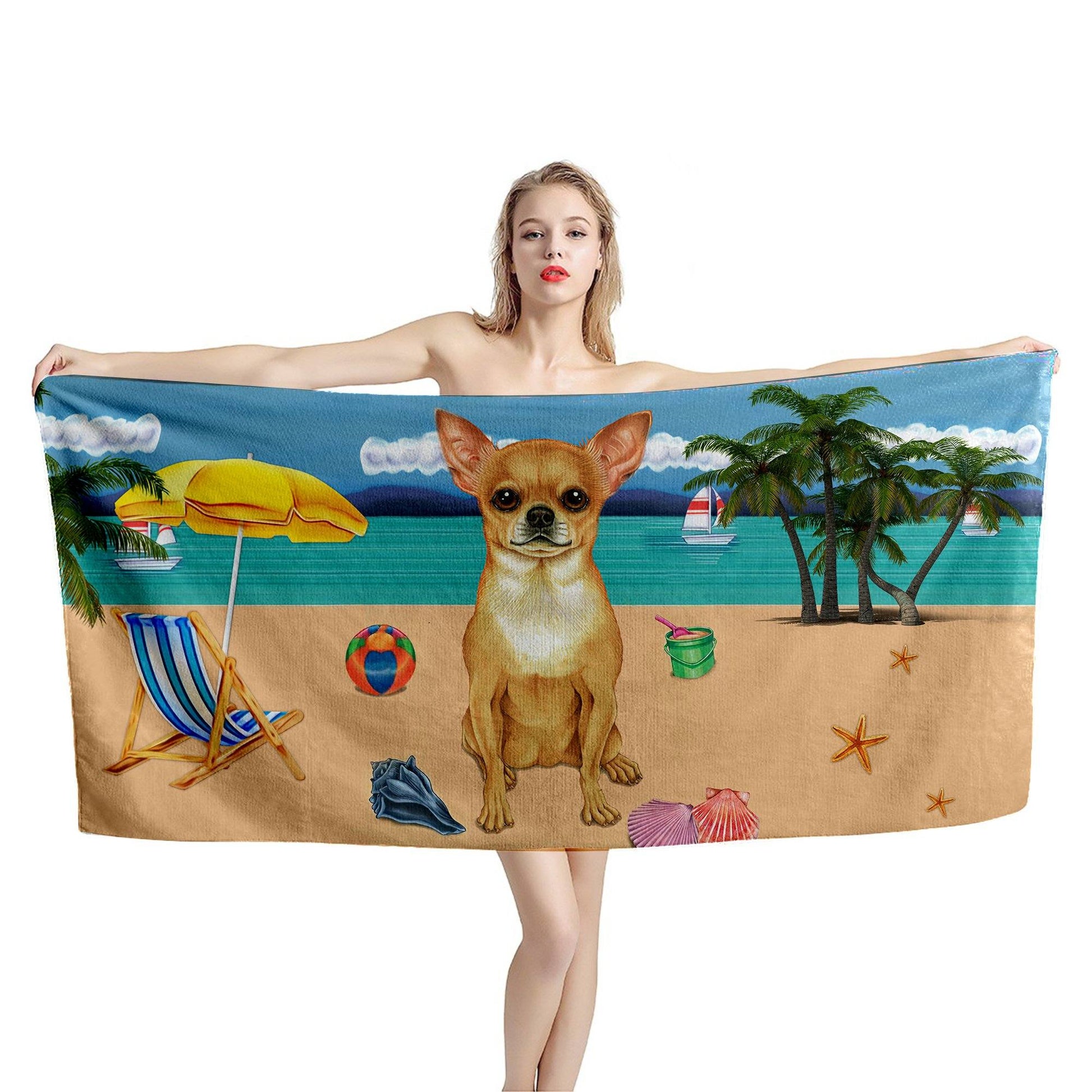 Gearhumans 3D Chihuahua Dog Custom Beach Towel GW11052116 Towel 