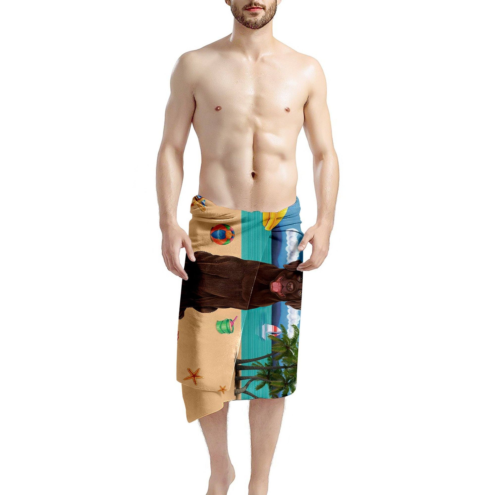 Gearhumans 3D Chocolate Labrador Retriever Dog Custom Beach Towel GW11052117 Towel 