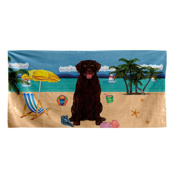 Gearhumans 3D Chocolate Labrador Retriever Dog Custom Beach Towel GW11052117 Towel Towel 60''x30'' 