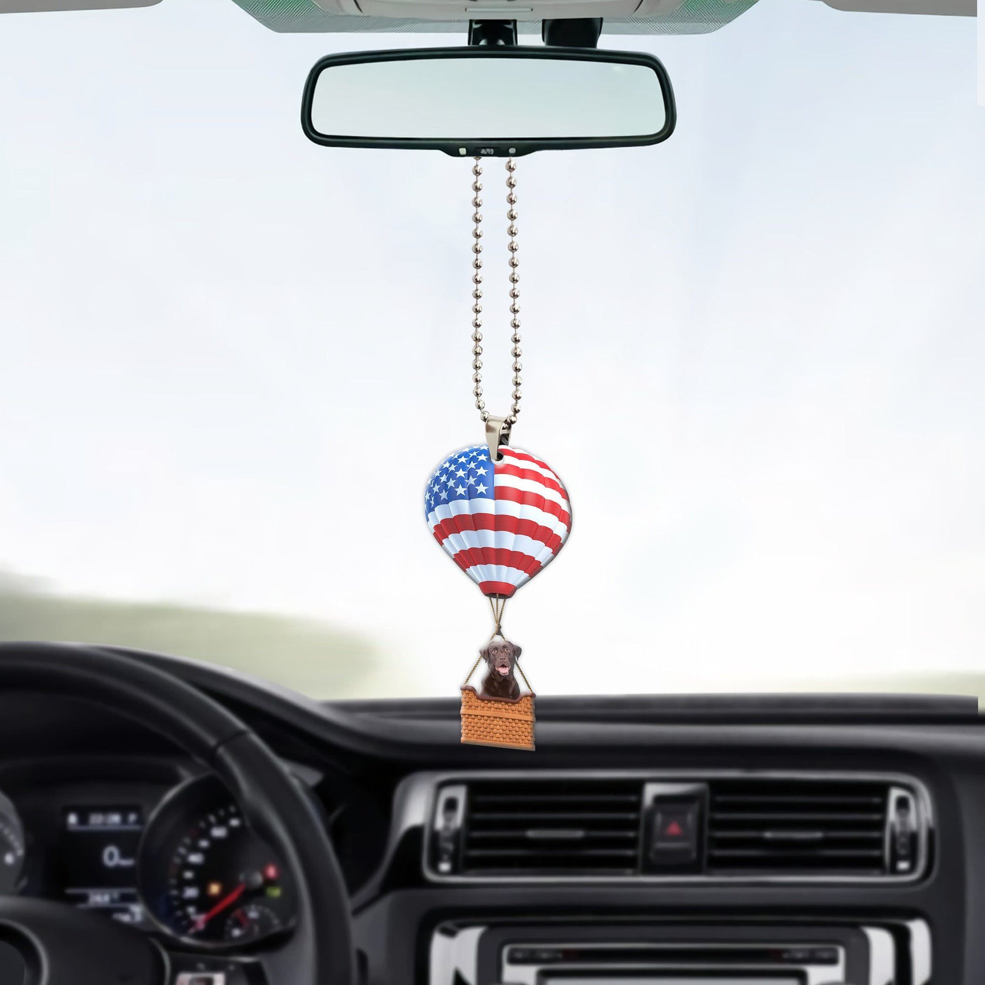 Gearhumans 3D Chocolate Labrador Retriever In Hot Air Balloon Custom Car Hanging GW27052116 Car Hanging 