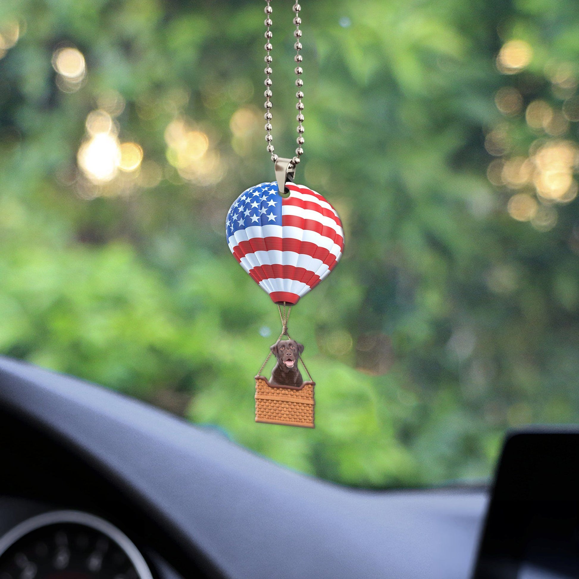 Gearhumans 3D Chocolate Labrador Retriever In Hot Air Balloon Custom Car Hanging GW27052116 Car Hanging 