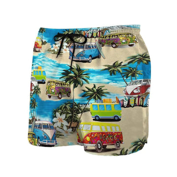 Gearhumans 3D Classic Retro Campervan Custom Beach Shorts Swim Trunks