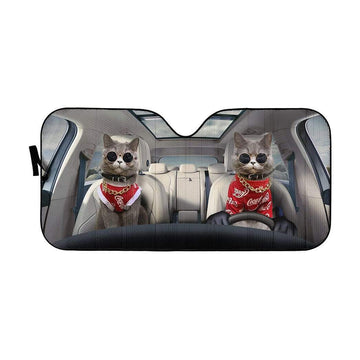Gearhumans 3D CocaCola Chartreux Cats Custom Car Auto Sunshade