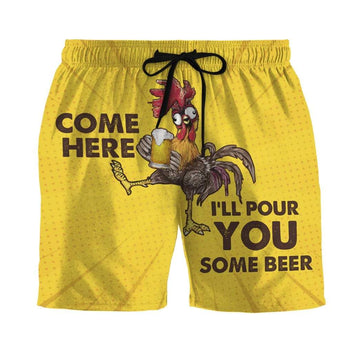 Gearhumans 3D Come here ill pour you some beer Beach Shorts Swim Trunks GV030720 Men Shorts Men Shorts S