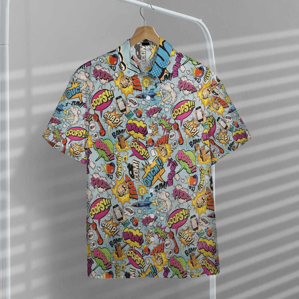Gearhumans 3D Comic Words Custom Hawaii Shirt GO11052118 Hawai Shirt 