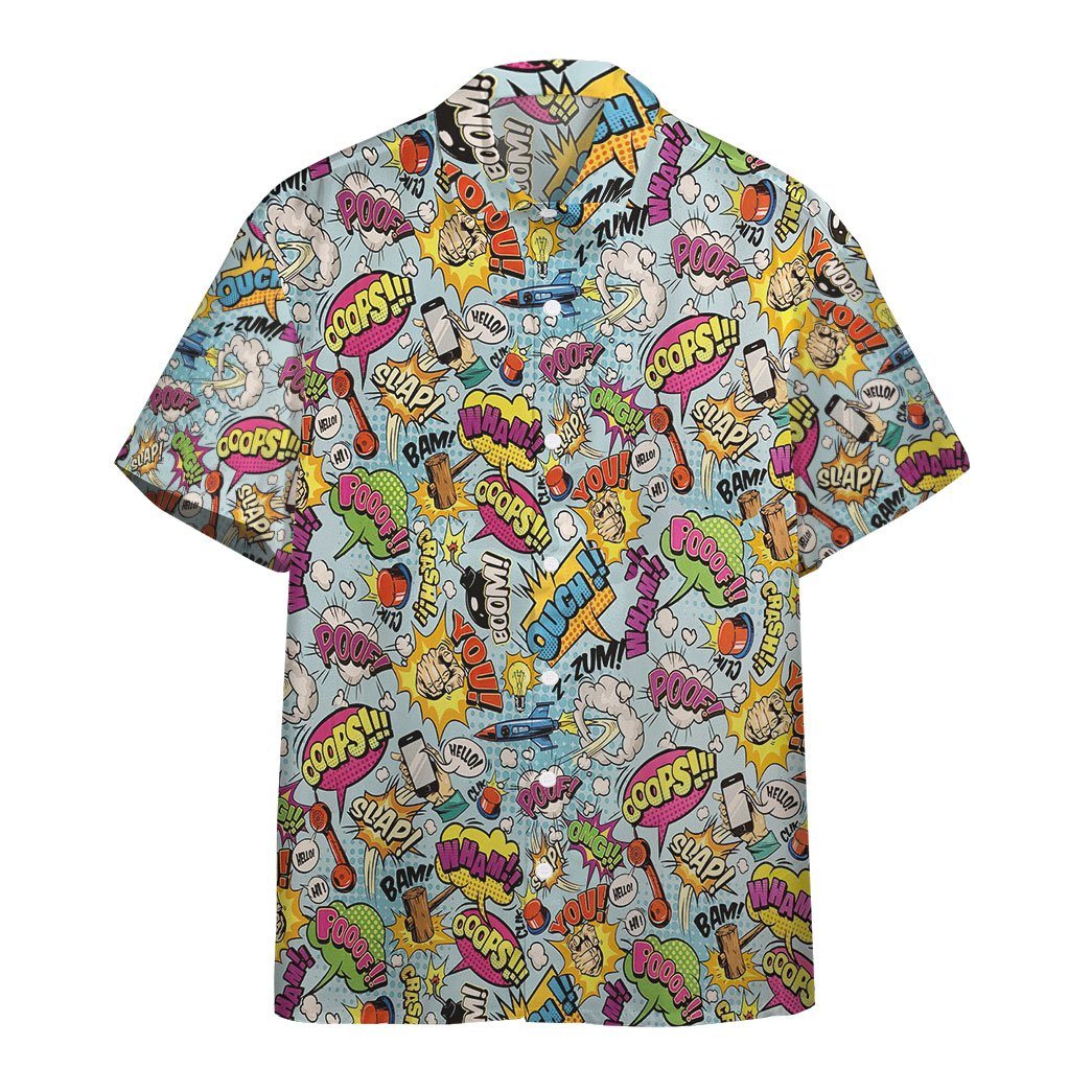 Gearhumans 3D Comic Words Custom Hawaii Shirt GO11052118 Hawai Shirt Short Sleeve Shirt S 