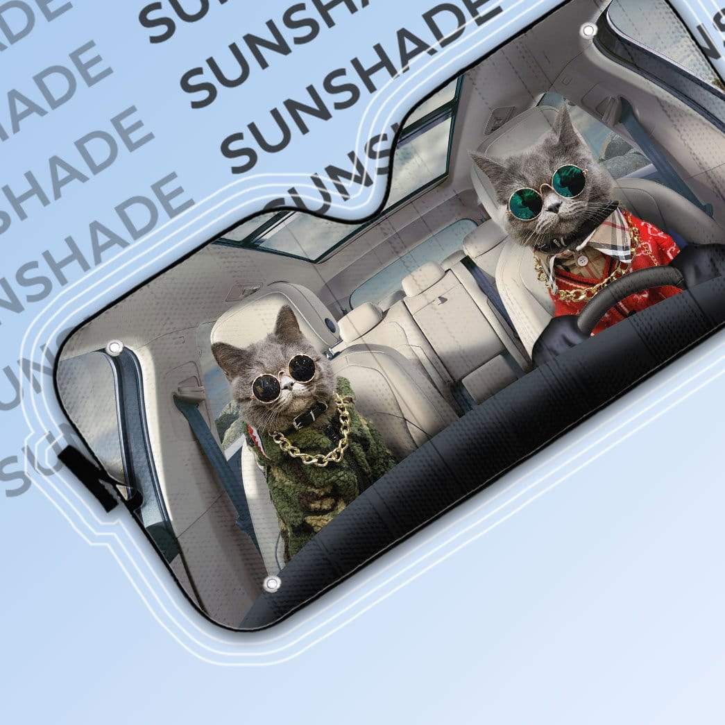 gearhumans 3D Cool Chartreux Cats Custom Car Auto Sunshade GV050613 Auto Sunshade 