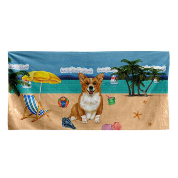Gearhumans 3D Corgi Dog Custom Beach Towel
