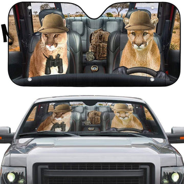 Gearhumans 3D Cougar Cat Custom Car Auto Sunshade