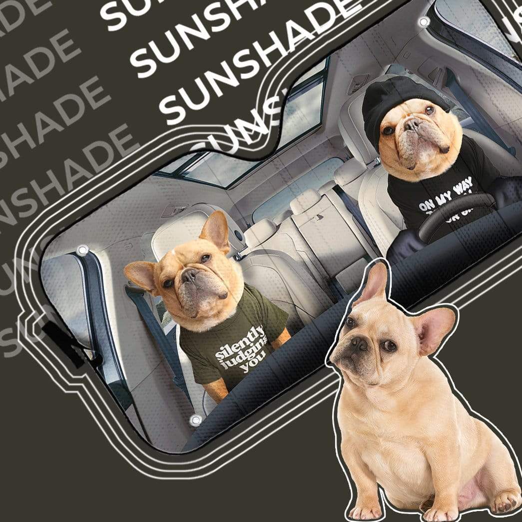 gearhumans 3D Couple Bulldogs Custom Car Auto Sunshade GV050616 Auto Sunshade 