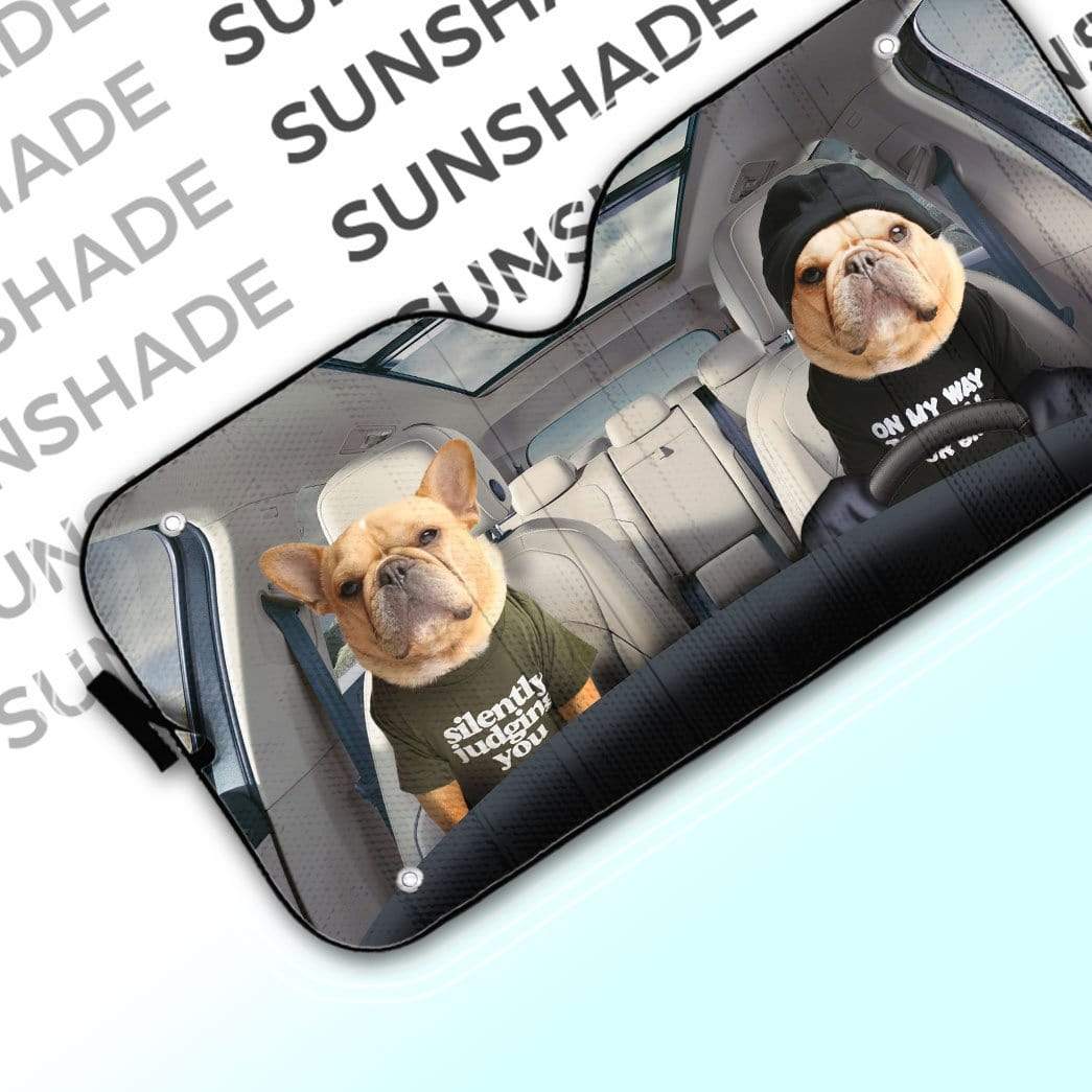 gearhumans 3D Couple Bulldogs Custom Car Auto Sunshade GV050616 Auto Sunshade 