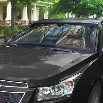 Gearhumans 3D Couple Grizzly Bear Brown Bear Custom Car Auto Sunshade