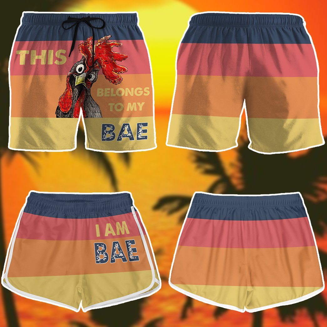 Gearhumans 3D Couple Matching Belongs To My Babe Custom Beach Shorts Swim Trunk GW0106214 Men Shorts 