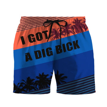 Gearhumans 3D Couple Matching I Got A Dig Bick Custom Beach Shorts Swim Trunk