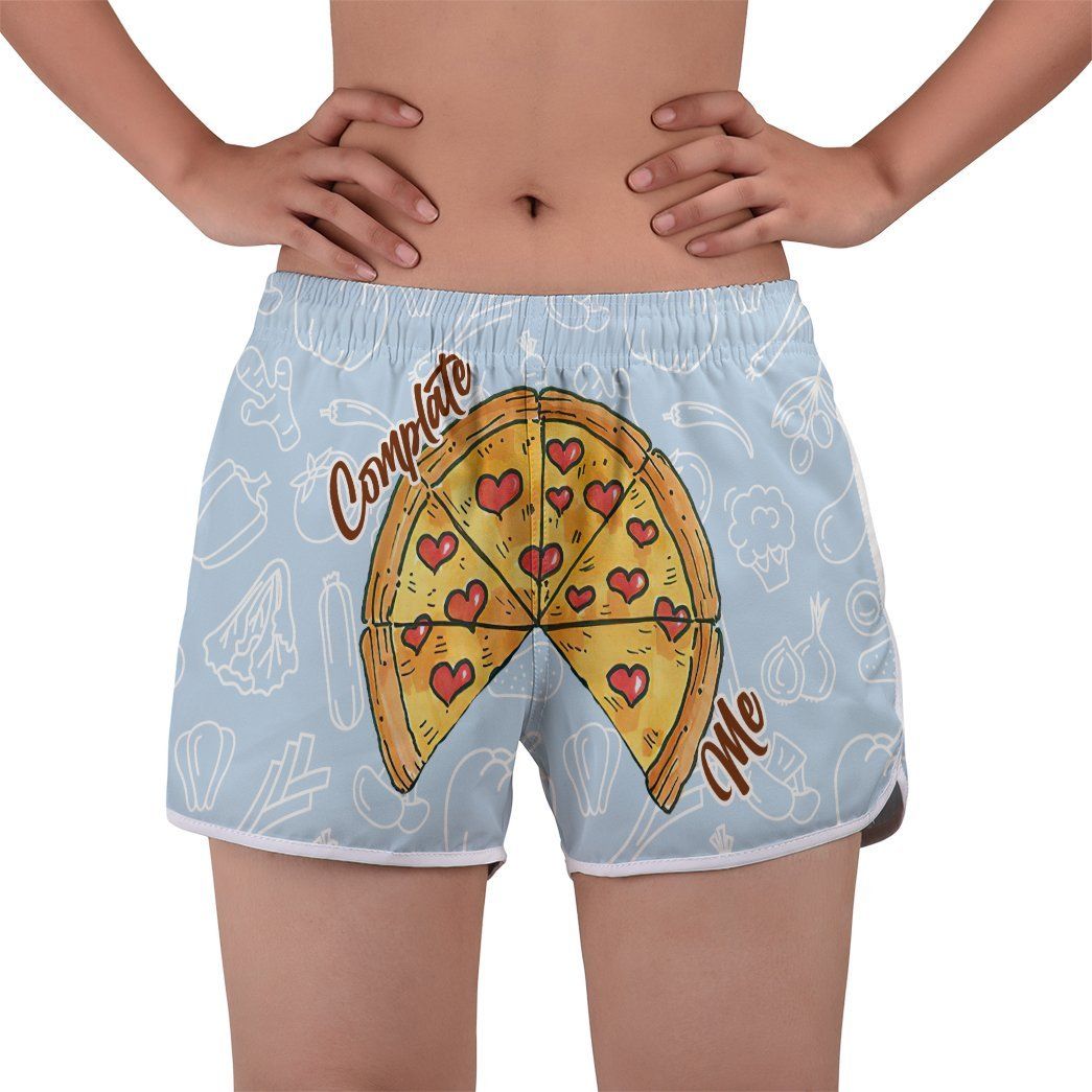 Gearhumans 3D Couple Matching Pizza You Complete Me Custom Beach Shorts Swim Trunk GW02062121 Men Shorts 