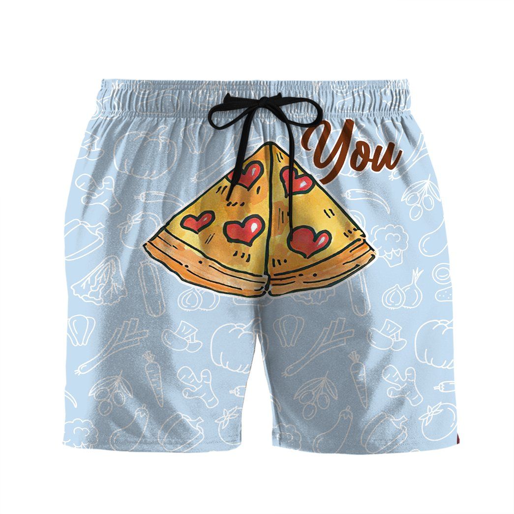 Gearhumans 3D Couple Matching Pizza You Complete Me Custom Beach Shorts Swim Trunk GW02062121 Men Shorts Men Shorts S 