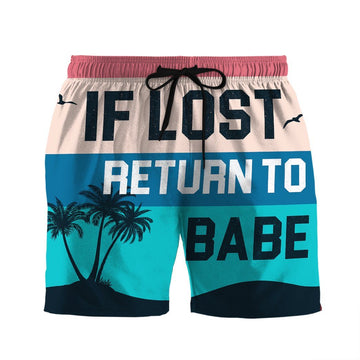 Gearhumans 3D Couple Matching Return To Babe Custom Beach Shorts Swim Trunk