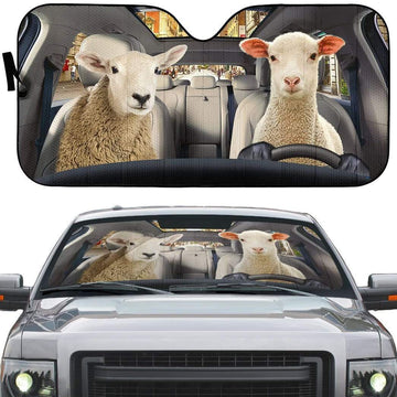 Gearhumans 3D Couple Of Goat Custom Car Auto Sunshade