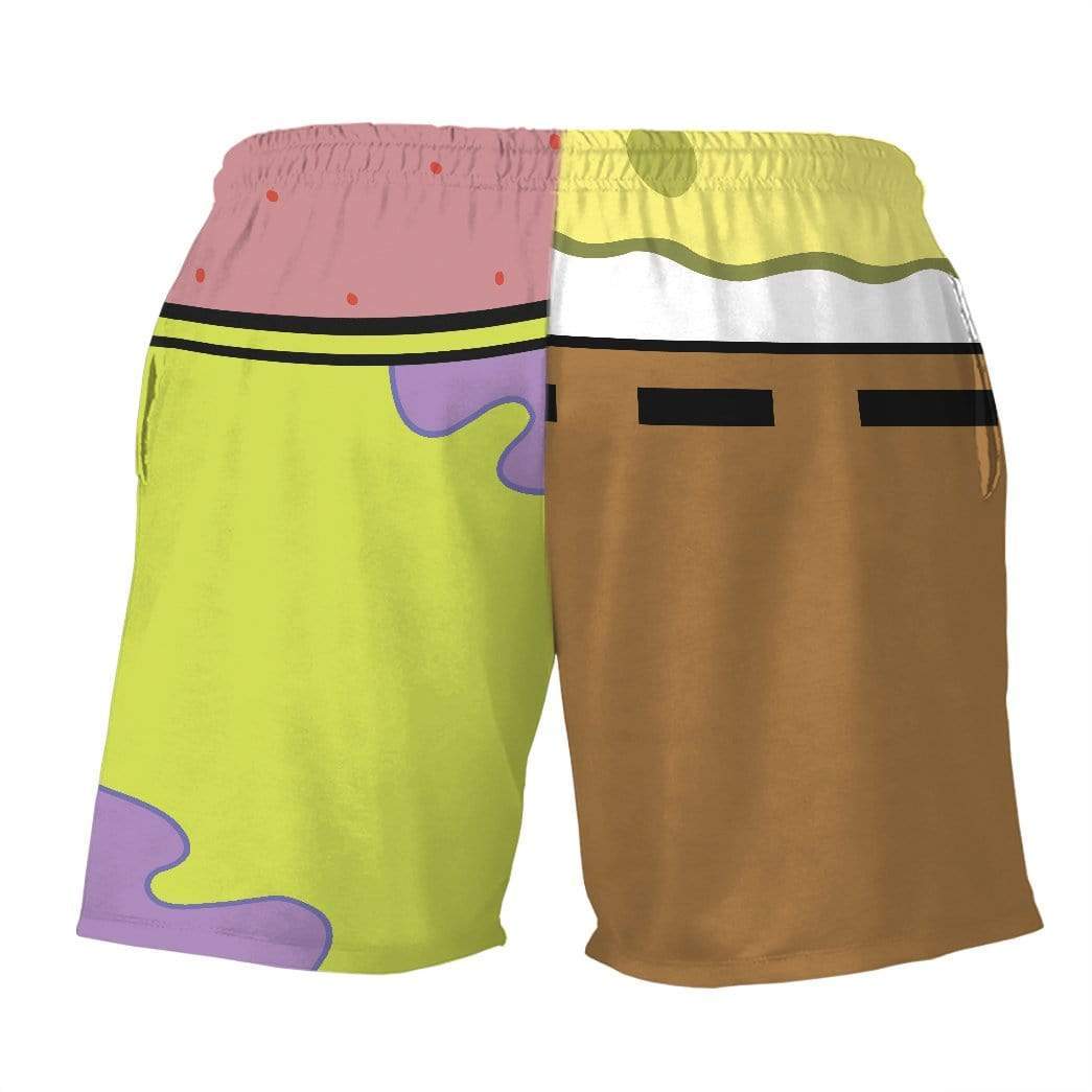 Gearhumans 3D Couple SpongeBob and Patrick Star Custom Summer Beach Shorts Swim Trunks GV28062 Men Shorts 
