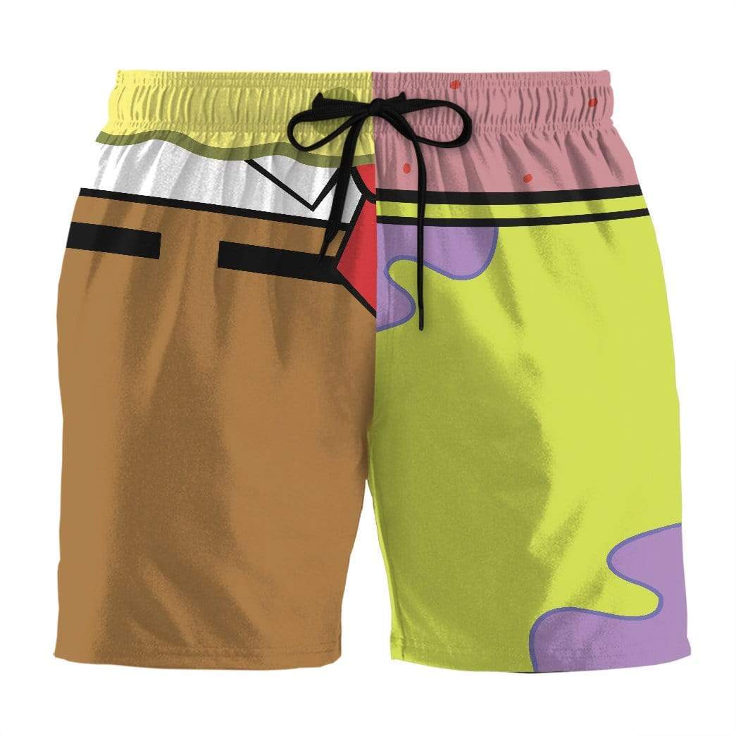 Gearhumans 3D Couple SpongeBob and Patrick Star Custom Summer Beach Shorts Swim Trunks GV28062 Men Shorts Men Shorts S 