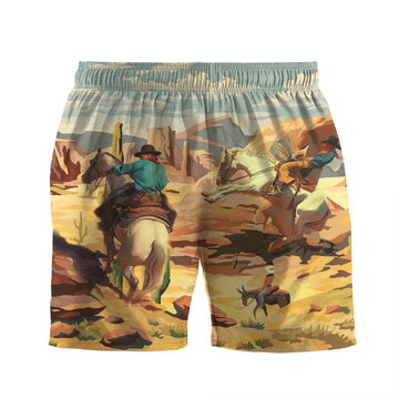 Gearhumans 3D Cowboys Roping Through The Desert Custom Men Short GS0107217 Men Shorts 
