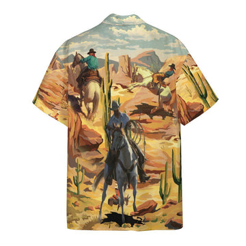 Gearhumans 3D Cowboys Roping Through The Desert Custom Short Sleeve Shirt